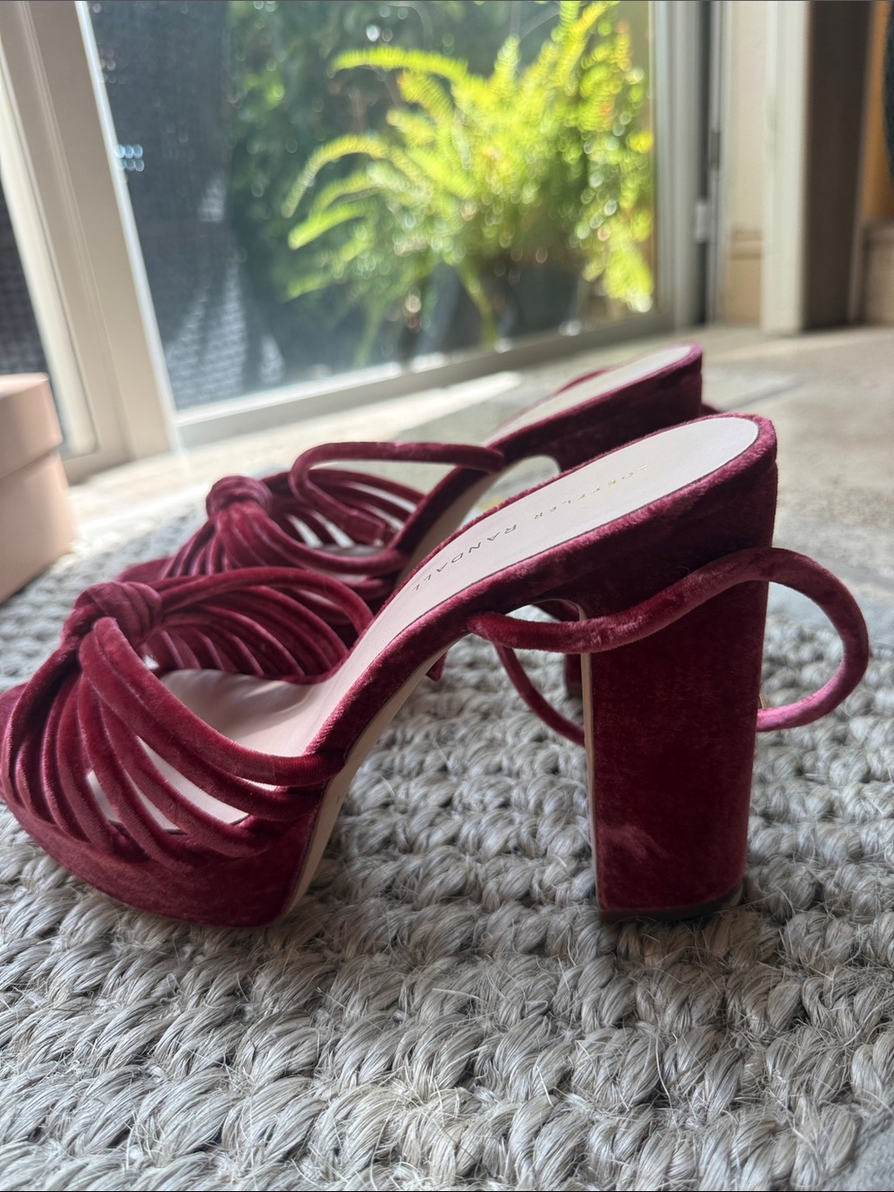 Loeffler Randall Velvet Knot Slingback Sandals in Wine Red - Picture 2 of 4
